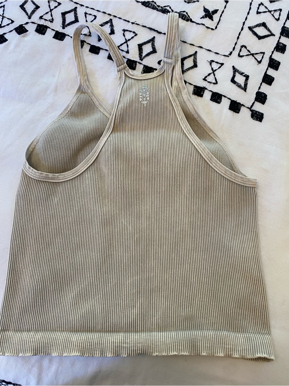 Free People Cream Ribbed Cropped Racerback Tank - Picture 4 of 5